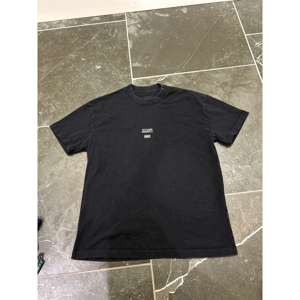 AllSaints London Mens Oversized Fit Logo Graphic T-Shirt Black Small